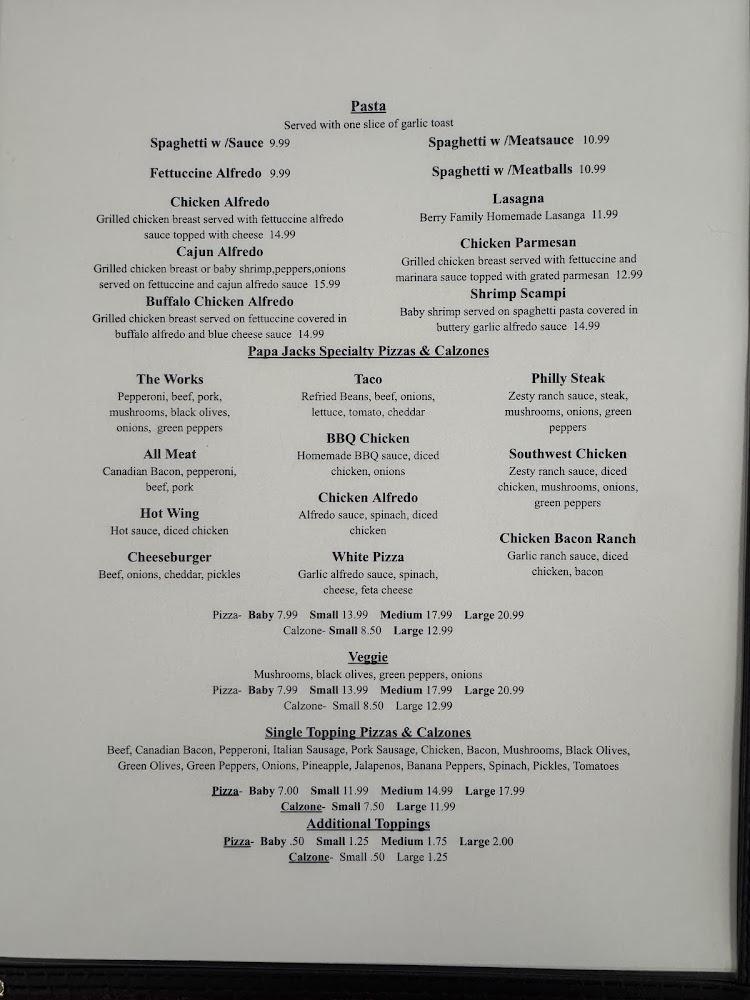 Papa Jack's Pizza Menu image 3